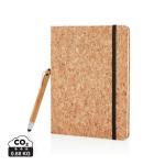 XD Collection Kork A5 Notizbuch mit Bambus Stift und Stylus Braun