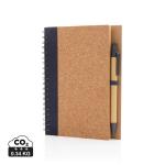 XD Collection Kork Spiral-Notizbuch mit Stift Blau