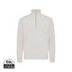IQONIQ Elgon recycled cotton quarter zip sweater, ivory white, pebble gray Ivory white, pebble gray | XXS