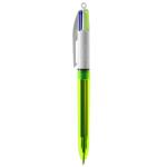 BIC® 4 Colours Fluo ballpen + lanyard Transparent yellow