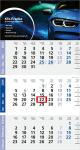 3-Monatskalender (Einblatt): Moderner portooptimierter Einblatt-Monatskalender mit Design-Kalendarium in Blau und großzügiger Werbefläche – inklusive 4C-Digitaldruck Light grey