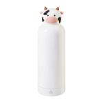 ZooSip kids insulated bottle, cow White/blue pusher