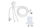 2090 - Xoopar Mr Bio Long Charging Cable + UK Plug Adapter White
