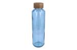 InSideOut Recycelte Glaswasserflasche ReuuZ mit Holzverschluss 650 ml Transparent hellblau