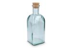 InSideOut Square Recycled Glass Water Bottle ReuuZ with Cork Stopper 500ml Transparent