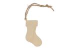 Strumpfförmiges Weihnachtsornament aus Holz Natur