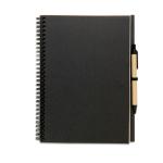 BLOQUERO PLUS Recycled notebook with pen Black