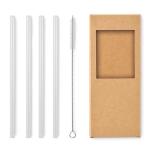 GLAW Glas Trinkhalme-Set Holz