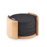 BAHIA RPET coasters in bamboo holder Timber