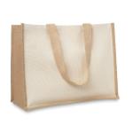 CAMPO DE FIORI Jute and canvas shopping bag Fawn