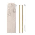 NATURAL STRAW Bamboo Straw w/brush in pouch Fawn