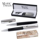 Mark Twain writing set with ball pen and rollerball pen Black