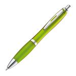 Transparent ball pen with rubber grip Apple green