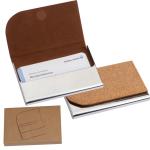 Visitenkarteneui aus Metall mit Korkdeckel Beige