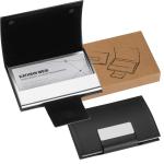 Business card holder with artificial leather covering Black