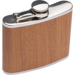 Stainless steel hip flask with wooden coating Brown