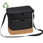 Kühltasche aus RPET mit Extrafach und Korkboden Schwarz