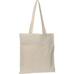 Cotton bag with closable front pocket White