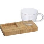 Servierbrett mit Bambuslöffel und Glastasse, 150ml Beige