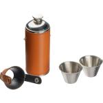 Stainless steel hip flask with 2 pins Brown