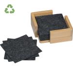 10 felt coasters in bamboo stand Anthracite