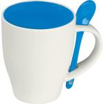 Tasse aus Porzellan mit Löffel, 250ml Blau
