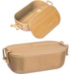 Lunchbox with bamboo lid and clamp closure. Fawn
