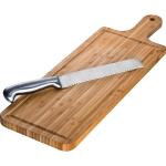 Bamboo chopping board with knife Brown