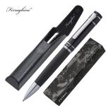 Ferraghini ball pen with twist mechanism with cloth cover in artificial leather case Black
