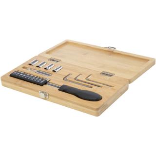 Rivet 19-piece bamboo/recycled plastic tool set 