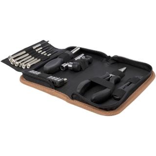 Spike 24-piece RCS recycled plastic tool set with cork pouch Nature