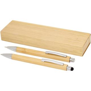 Oblys bamboo ballpoint pen and mechanical pencil set (black ink) 