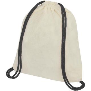 Oregon 100 g/m² cotton drawstring bag with coloured cords 5L 