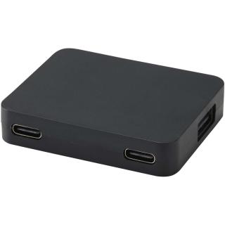 Gaia 4 Port USB Hub mit USB-A- und Typ-C-Ausgang und zwei Eingängen aus recyceltem Kunststoff 