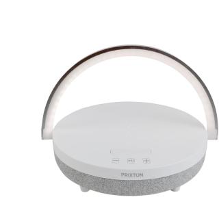 Prixton 4-in-1 10W Bluetooth® Lautsprecherleuchte mit LED und kabelloser Ladestation 