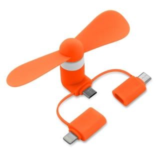 USB Ventilator 3 in 1 Orange | Trägerkarte natur