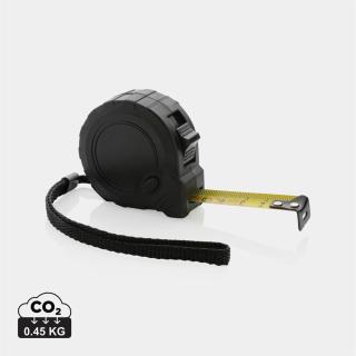 XD Collection 3m/16mm Maßband mit Stop-Taste aus RCS recycelt. Kunststoff Schwarz