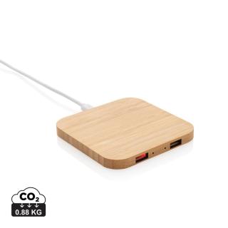 XD Collection Bamboo 5W wireless charger with USB 