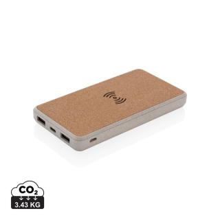 XD Collection Cork and Wheat Straw 8.000 mAh 5W wireless powerbank 