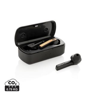 XD Collection Bamboo Free Flow TWS earbuds in case 
