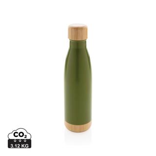 XD Collection Vakuum Edelstahlfasche mit Deckel und Boden aus Bambus Grün