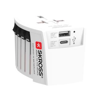 SKROSS World Travel Adapter MUV 2-pole with USB A and C 