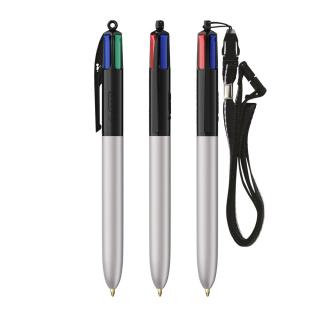 BIC® 4 Colours® Glacé with Lanyard Black/silver