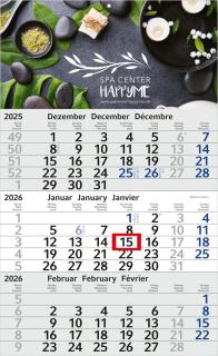 3-Monatskalender (Einblatt): Preiswerter Einblatt-Monatskalender mit modernem Design, großzügiger Werbefläche und brillanter Werbung – inklusive 4C-Digitaldruck Light grey | Aztec blue
