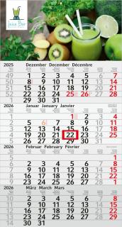 4-Monatskalender (Einblatt): Kalendarium aus Recyclingpapier mit „Blauer Engel“-Zertifizierung, großzügige Werbefläche – inklusive 4C-Digitaldruck 