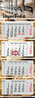 4-Monatskalender (Mehrblock): Mehrblock-Monatskalender mit Kalendarium aus Recyclingpapier und Werbefläche auf der kompletten Rückwand – inklusive 4C-Digitaldruck 