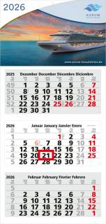 3-Monatskalender (Mehrblock): Preiswerter Mehrblock-Monatskalender mit großzügiger Werbefläche am Kopf und hochwertiger Werbung – inklusive 4C-Digitaldruck 