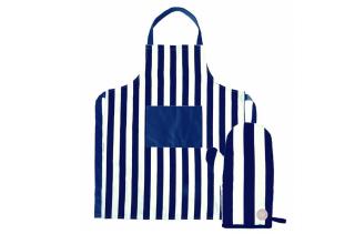 InSideOut Aron Schürze &amp; Grillhandschuh-Set Blau/weiß