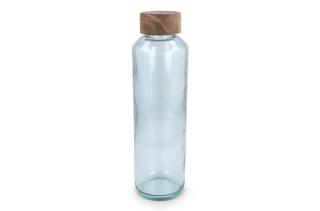 InSideOut Recycelte Glaswasserflasche ReuuZ mit Holzverschluss 650 ml Transparent