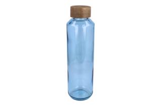 InSideOut Recycelte Glaswasserflasche ReuuZ mit Holzverschluss 650 ml Transparent hellblau